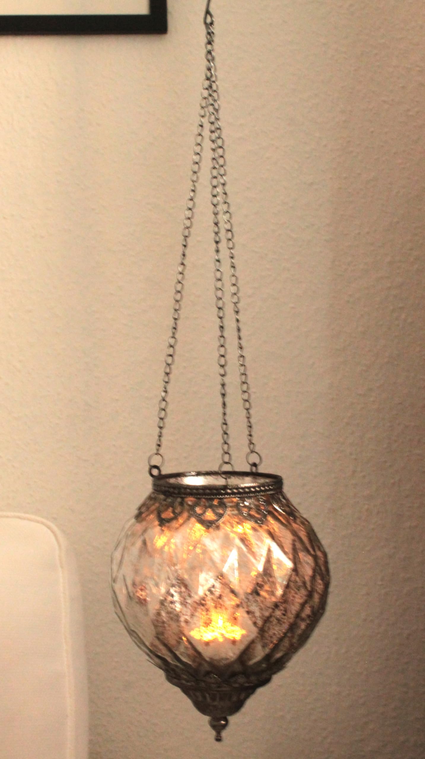 Portacandela Decorativo Scandinavo Marrakech In Metalloe Vetro Grigio 27cm | Lanterna Per Giardino Soggiorno E Tavolo - 2
