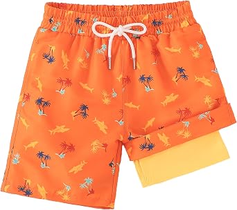 Boys Swim Trunks with Compression Liner Bathing Suit Quick Dry Swim Shorts for Kids 6-16 Years