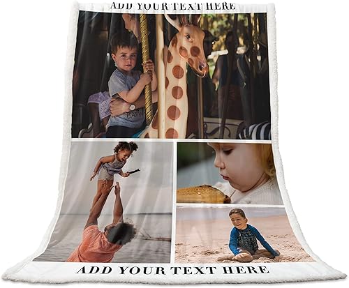 Miniatura 2 de Manta personalizada con collage de fotos, suave manta personalizada de vellón Sherpa con imágenes y texto, manta personalizada para niños,