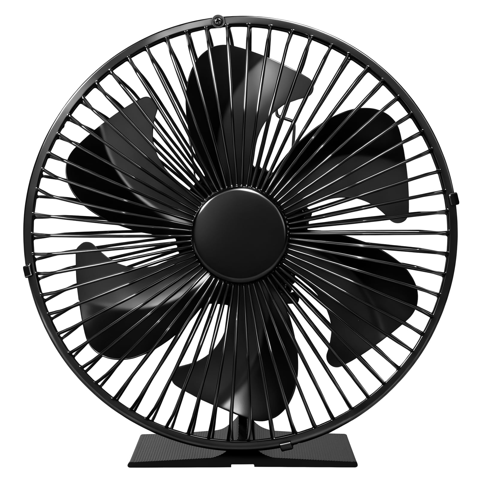 JossaColar Ventilatore per stufa con griglia di protezione, con 6 lame, per camino, per canna fumaria, senza corrente, con termometro magnetico