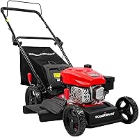 PowerSmart EasyCut 18-Inch 144cc Gas Push Lawn Mower - 3-in-1 Mulch Bag Side Discharge Steel Deck 6 Heights