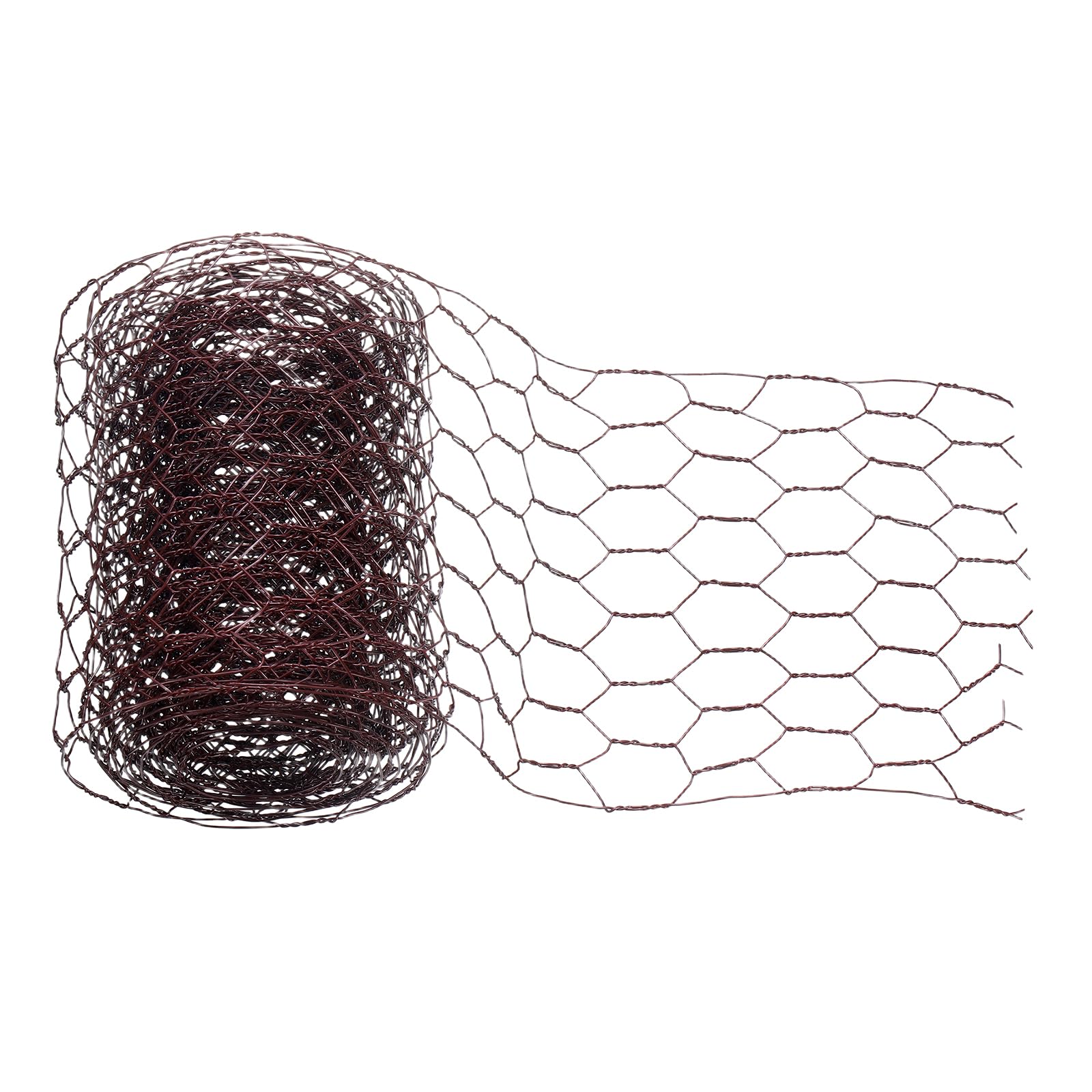 sourcing map Chicken Wire, 4 x 118 Inch Floral Wire Netting Iron Hexagonal Mesh Netting Poultry Plant Protector for Flower Arch Decor Garden Fence DIY Craft Floral Arrangement, Coffee