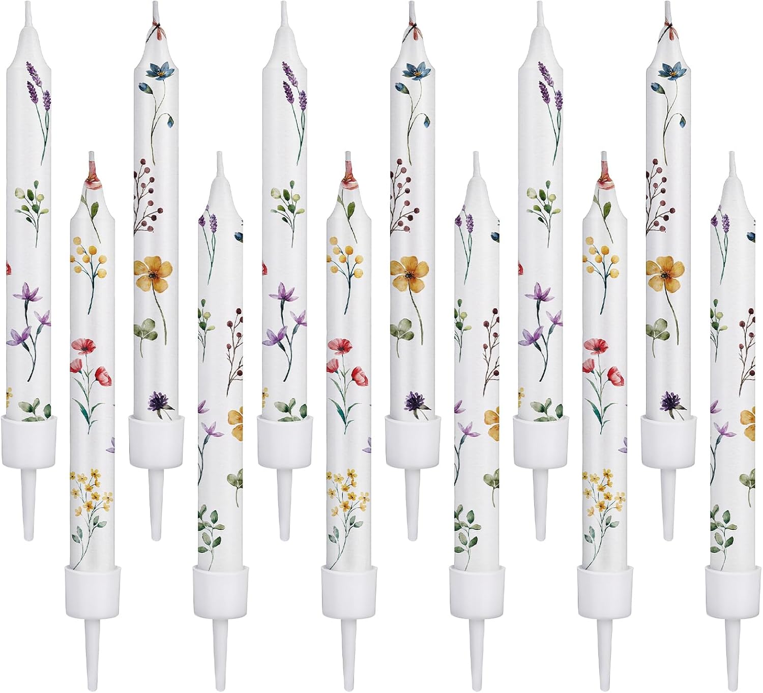 Conelist 12 Pcs Wildflower Birthday Candles Floral Cupcake Topper Candles