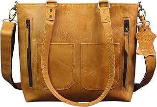 Madosh Genuine Leather Yellow Tote Bag Messenger Bag Ladies Purse Crossbody Shoulder Satchel Handbag