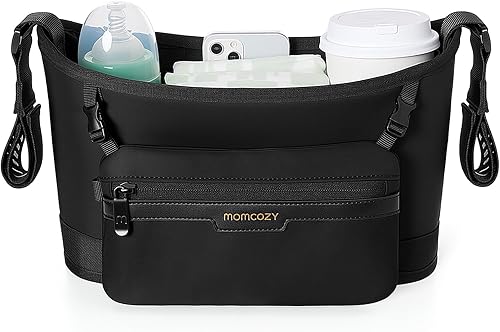 Momcozy Organizador universal para cochecito  Organizador minimalista con 2 soportes aislados para botellas  Correas antideslizantes de silicona