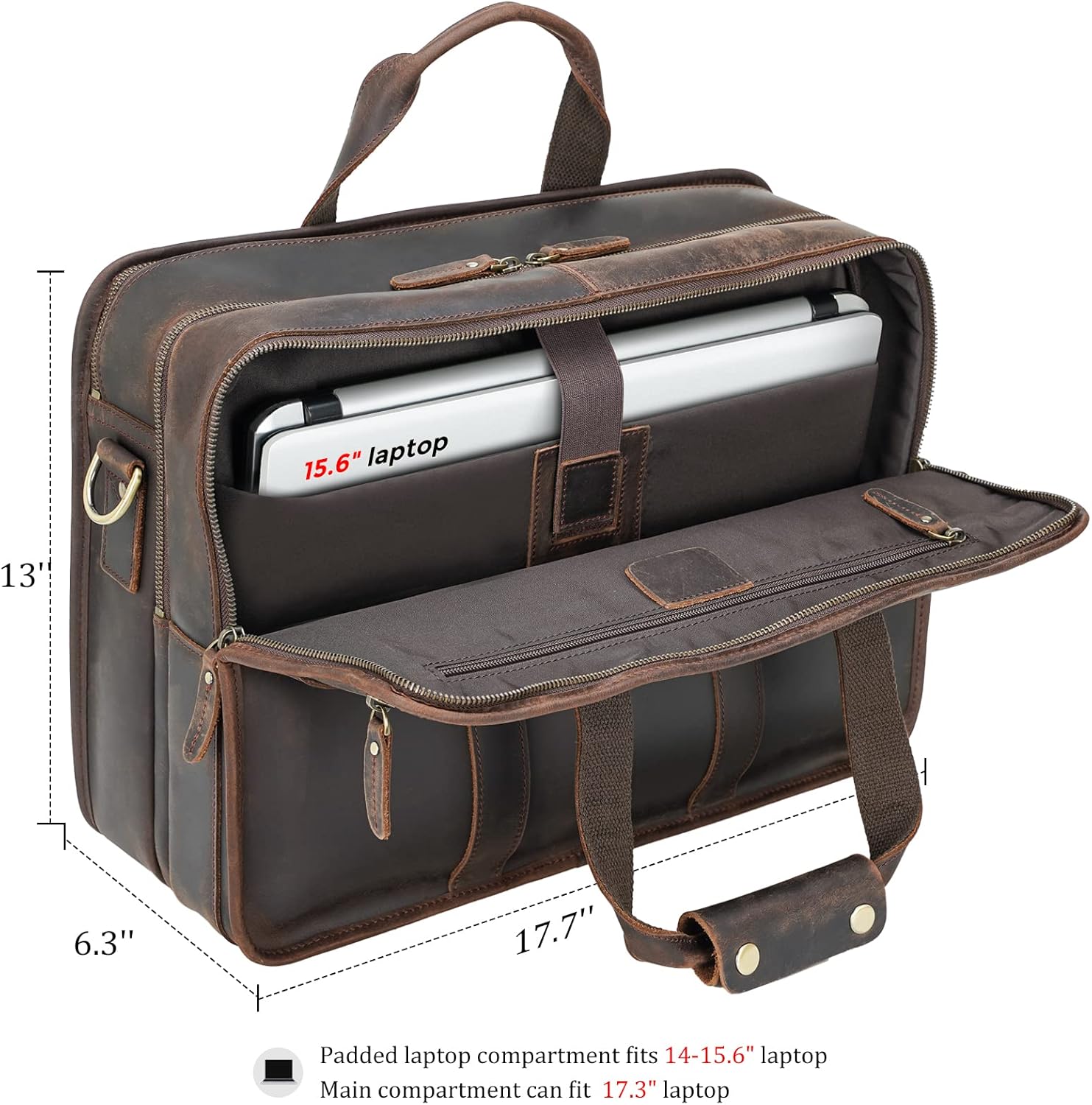 New Deal Polare 17'' Full Grain Leather Briefcase Laptop Attache Case Messenger Bag for Men Fits 15.6'' Laptop Best Deal 🛒 Polare 17'' Full Grain Leather Briefcase Laptop Attache Case Messenger Bag for Men Fits 15.6'' Laptop