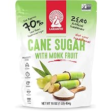 Lakanto Cane Sugar with Monk Fruit Sweetener, Reduced Sugar Cane, 1 lb