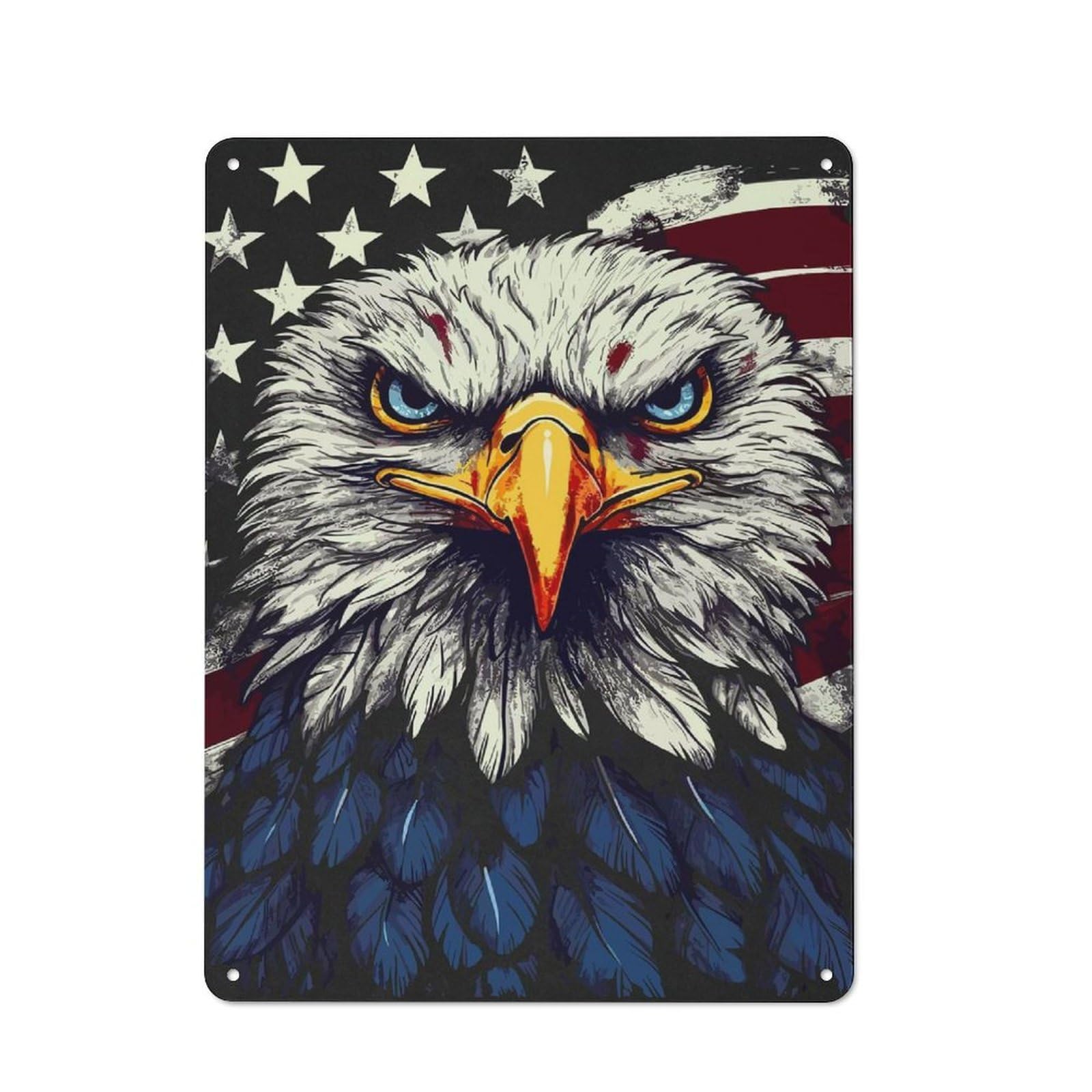 Junmoney Usa Flag Bald Eagle Rustic Metal Plaque 40X30cm For Dining Room Or Kitchen, A Housewarming Gift For Dining Room Decor Fans