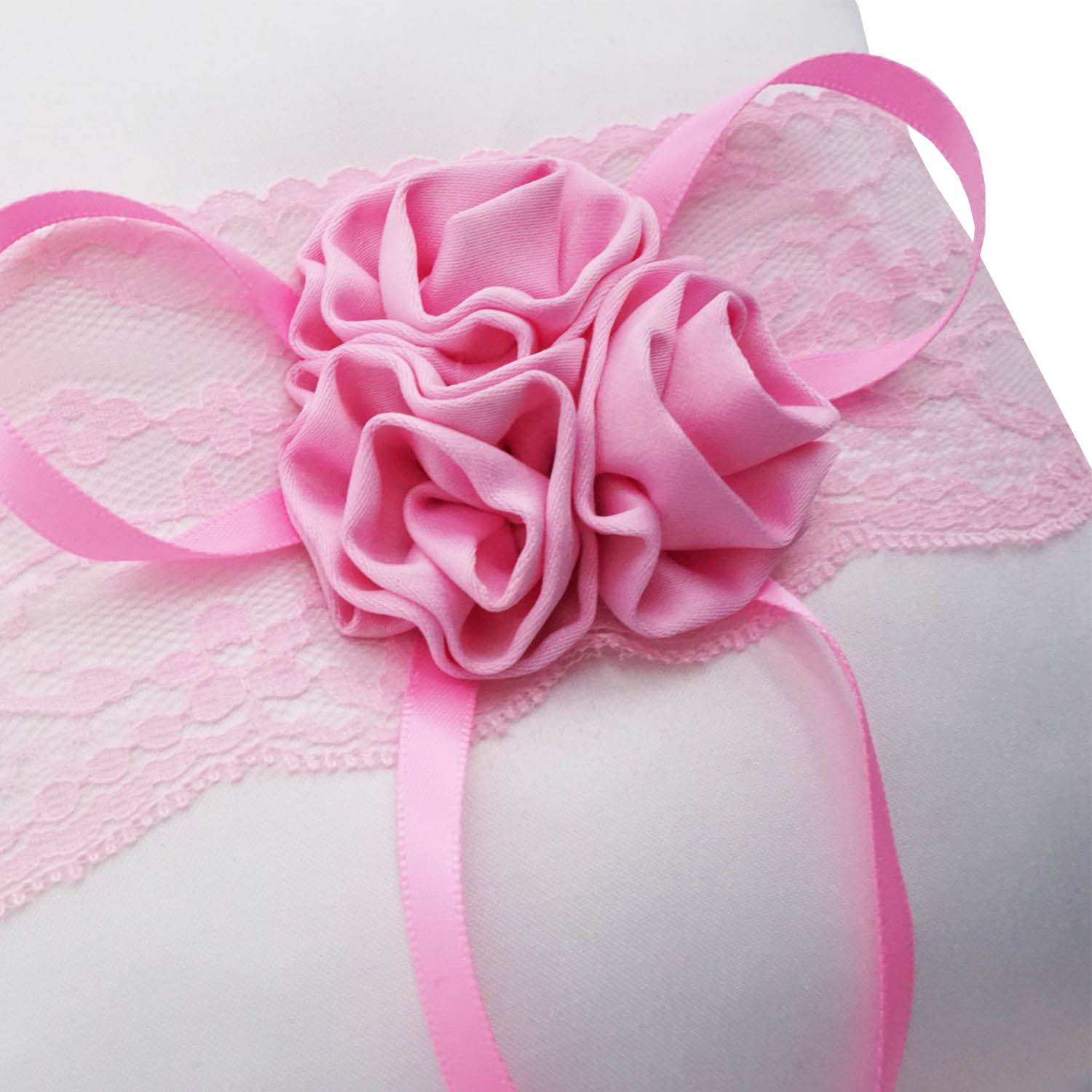 Coussin D'Alliance Blanc à Fleurs Et Draperie Satin - Parfait Pour Mariages à La Plage Et Cérémonies Romantiques