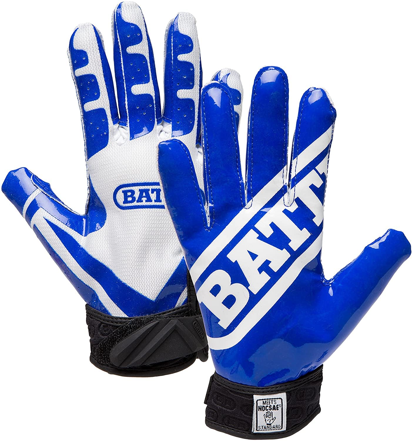 Battle Football Glove, Royal Blue/White, Youth Large