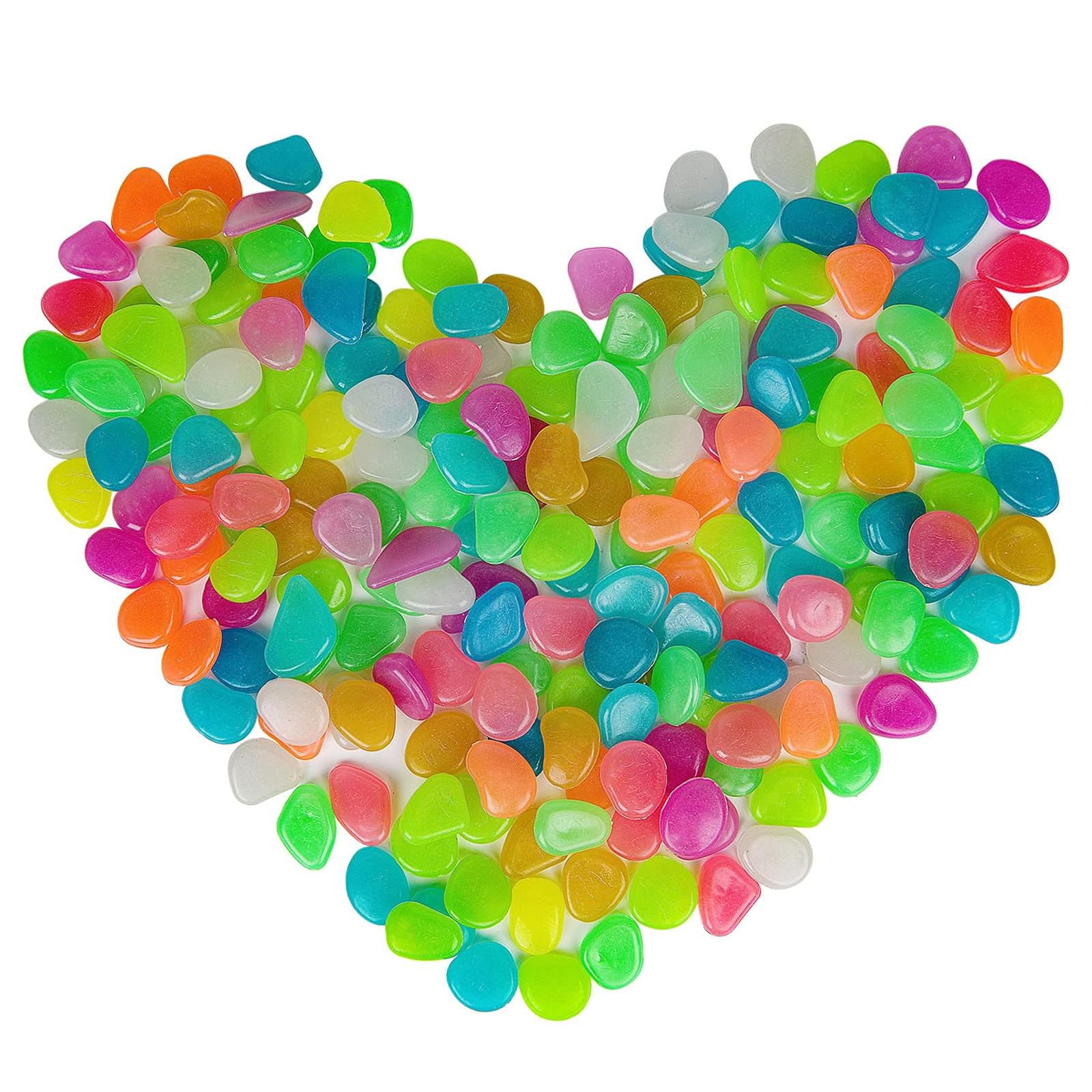 Hisredsun 300pcs multi Glow in The Dark Pebble,Glowing Pebbles Plastic Stone Luminous Garden Pebbles Gravel Decoration for Garden Pathway Yard Aquarium Fish Tank (Multi)-image-7