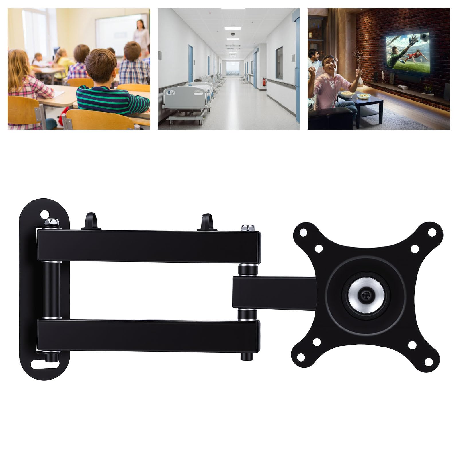 Duokon Staffa per Montaggio a Parete per TV a Movimento Completo, Supporto per TV Retrattile Articolato in Metallo con Rotazione di 360°, Inclinazione di 20, capacità di 13 Kg, Salvaspazio per Home