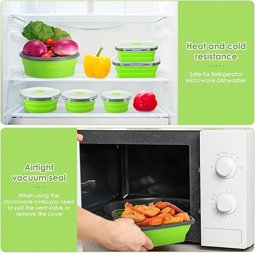 Miniatura 5 de 16 recipientes plegables de almacenamiento de alimentos, recipientes de silicona para almacenamiento de alimentos con tapas que incluyen 8 cuencos