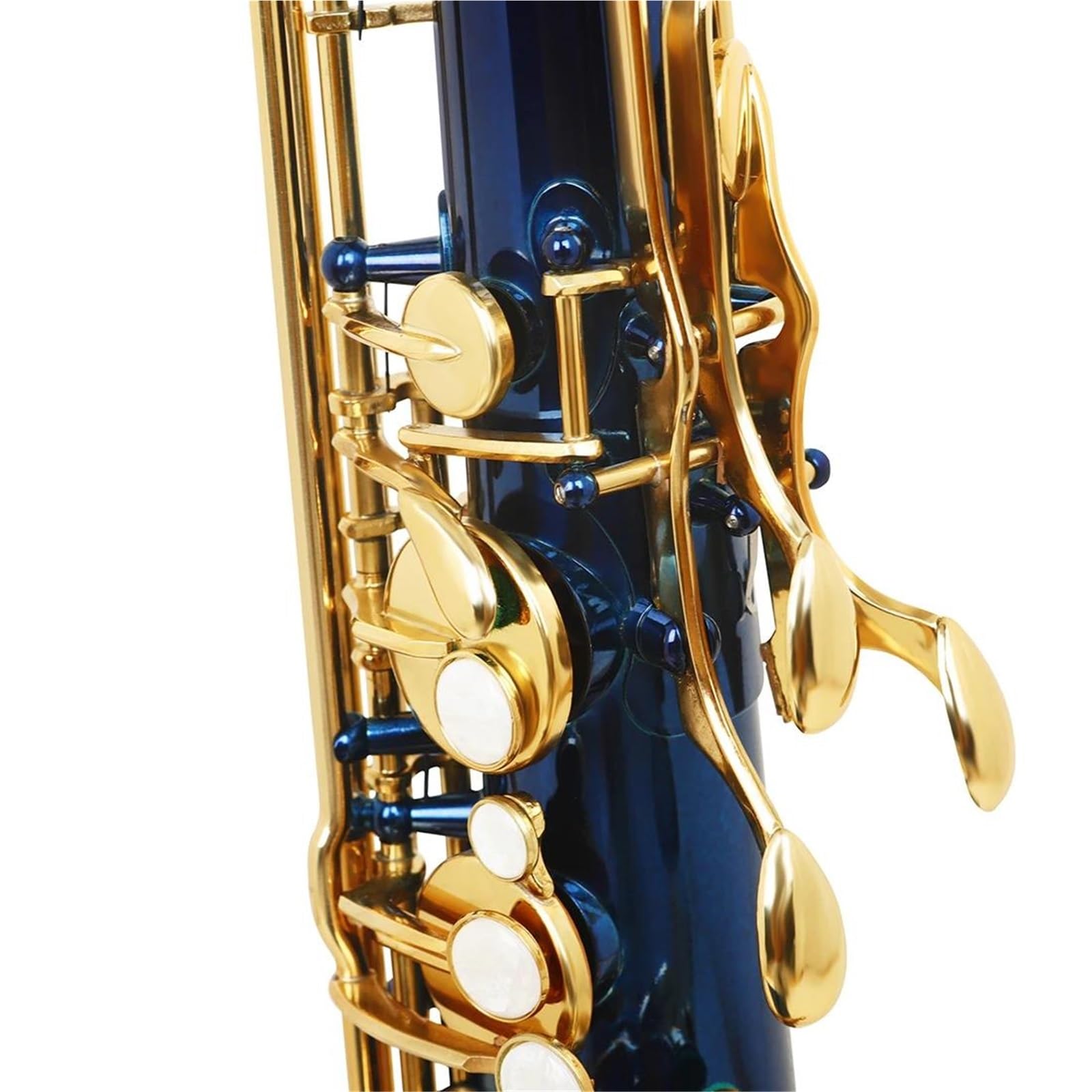 Saksofon tenorowy Bb w kolorze niebieskim i złotym instrument dęty blaszany profesjonalny futerał w zestawie zestaw do czyszczenia strun szczotkowych Saksofon