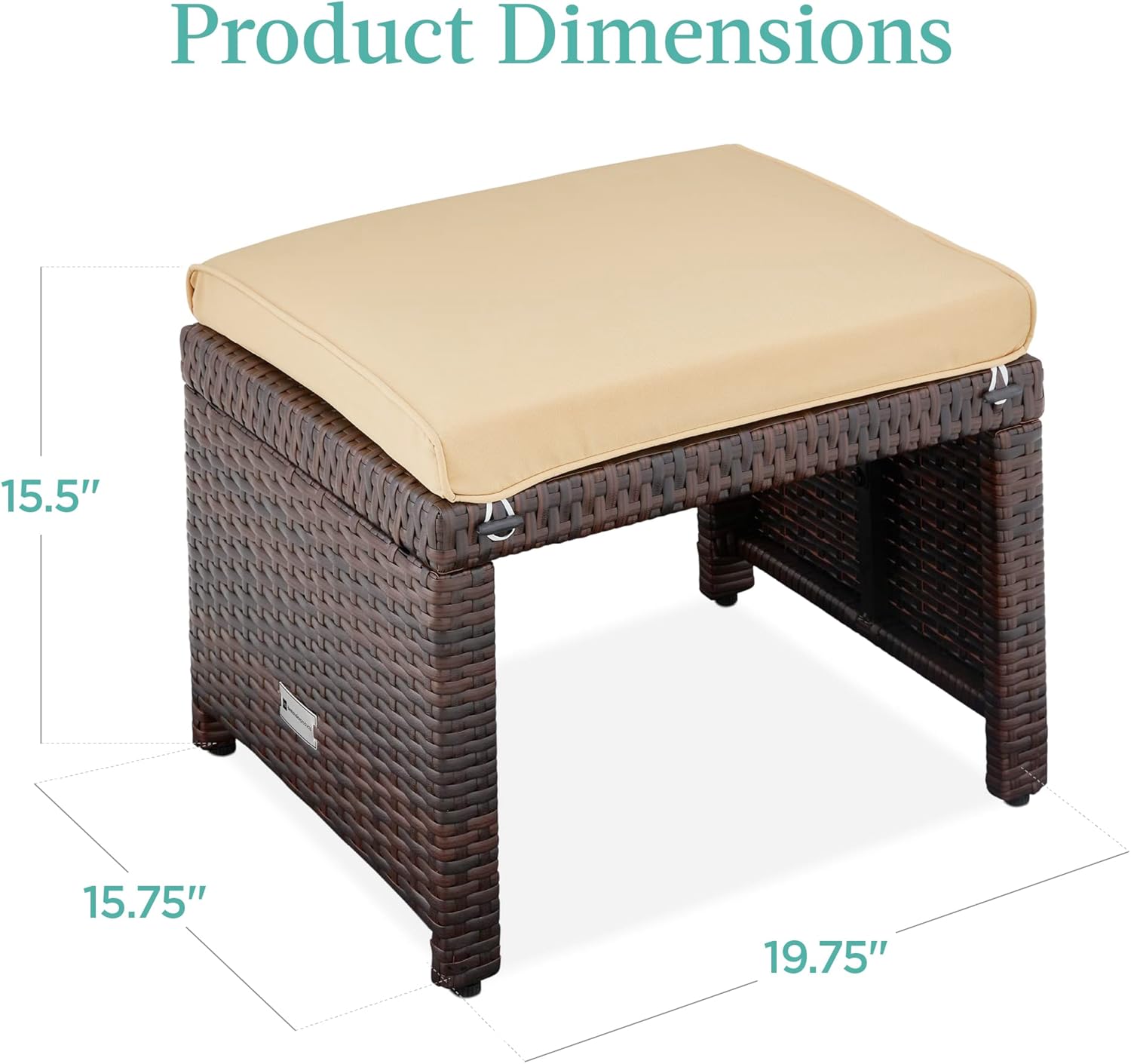 Best Choice Products Set of 2 Wicker Ottomans, Multipurpose Outdoor Furniture for Patio, Backyard, Additional Seating, Footrest, Side Table w/Removable Cushions, Steel Frame - Brown/Tan