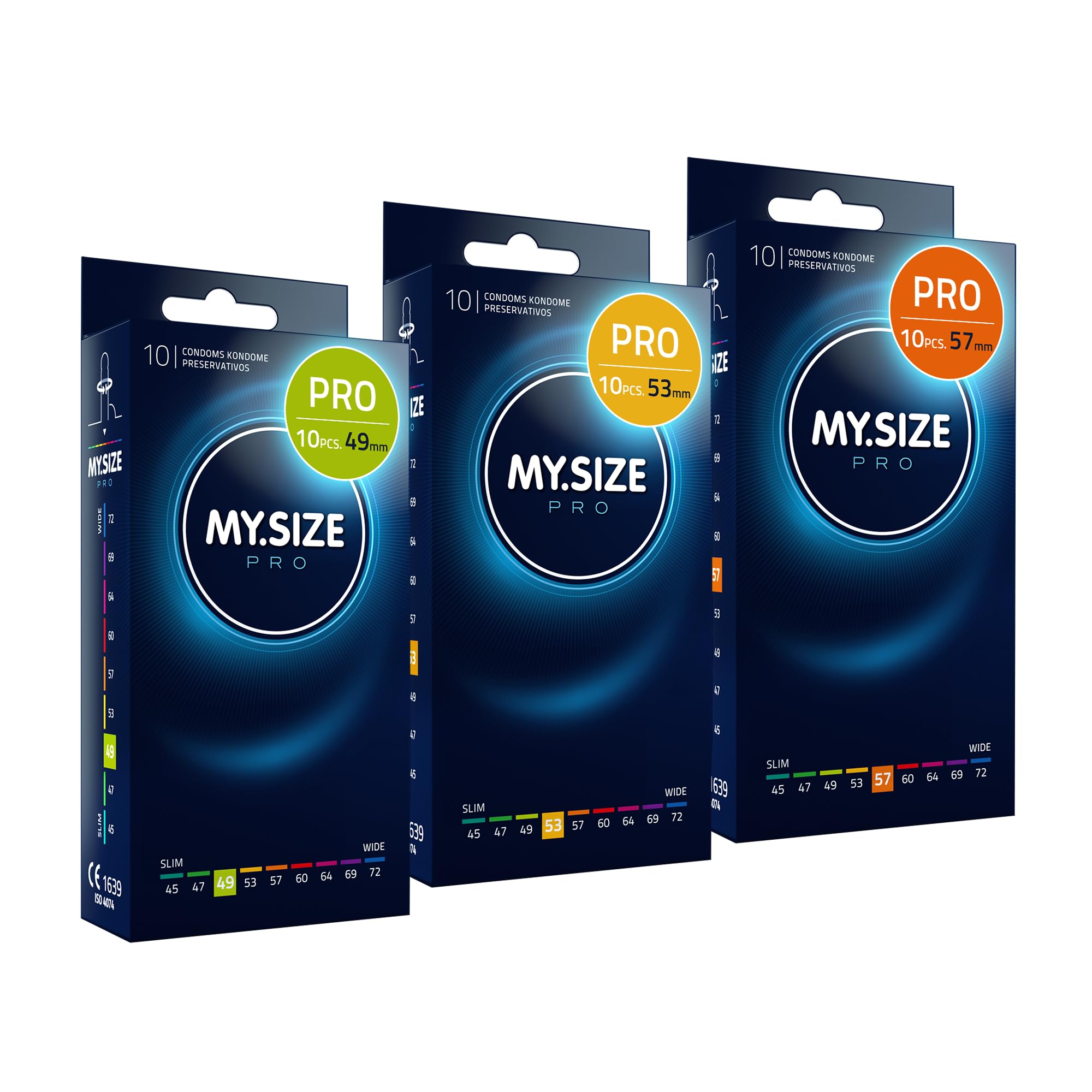 MY.SIZE PRO Condom Size 2,3,4-49,53,57 mm, 3x10 Condoms - Perfect fit and a Suitable Size for Everybody