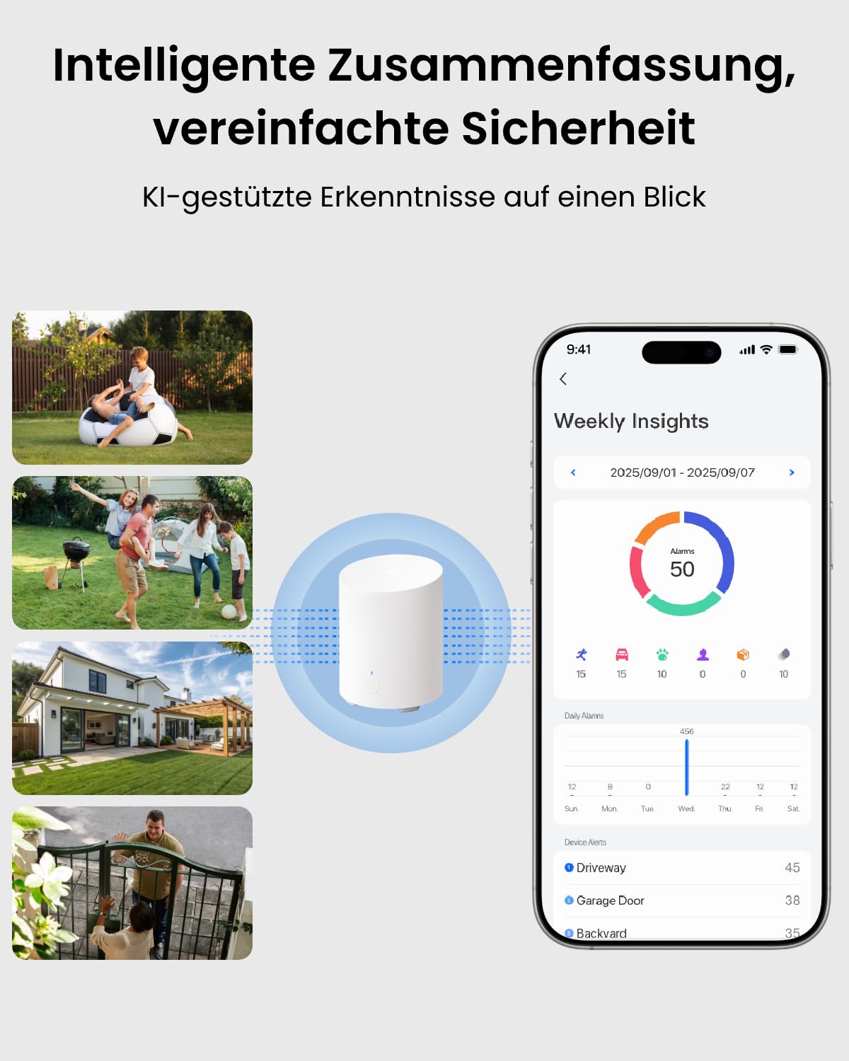 Reolink 2K Überwachungskamera Aussen Set mit Home Hub Mini, Farbnachtsicht, 2,4/5GHz Wi-Fi, KI-Erkennung, 24/7 Aufnahme, Zentrale Verwaltung & Kostenloser Lokaler Speicher, Lumus Plug-in 2-Kamera-Set