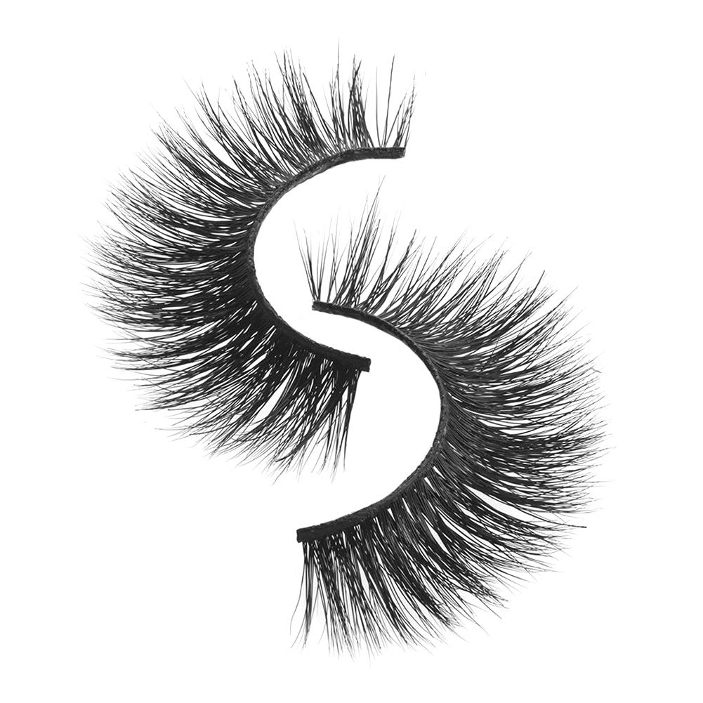 Lunamoon 3D Mink False Eyelashes Siberian Mink Fur Long Thick Hand-made Reusable Eyelashes Natural Look for Women’s Makeup 1 Pair Pack (Emma)