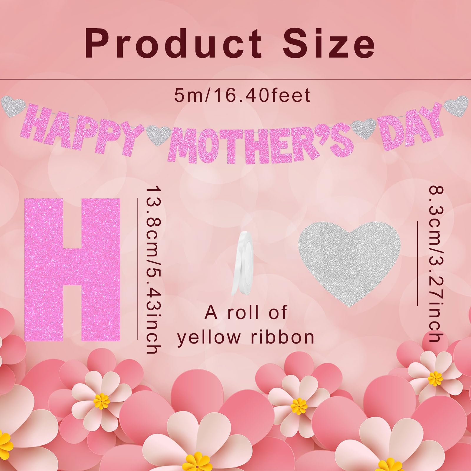 Happy Mothers Day Banner, Glitter Mothers Day Decorations, Mothers Day Bunting, Mothers Day Party Backdrop - Image 2