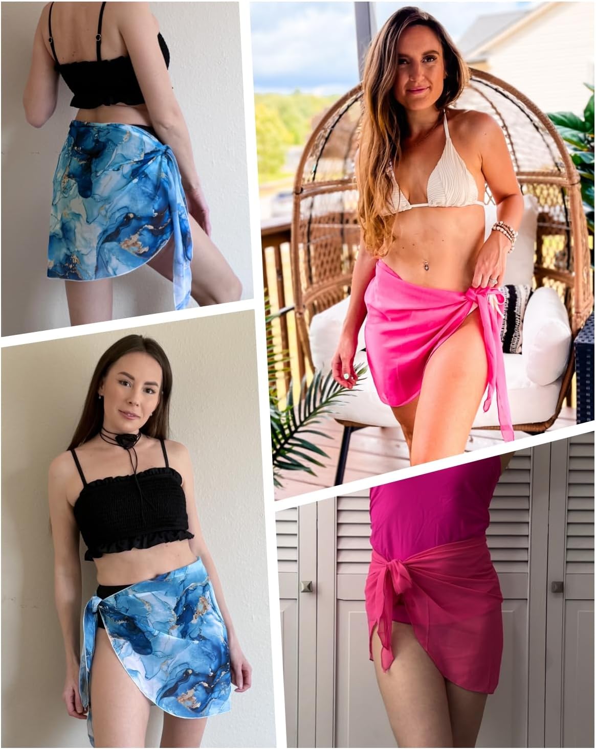 Holipick Sarong Cover Up Wrap Skirt Bathing Suit Sheer Swimsuit Sarong for Beach Chiffon Coverup - Image 5
