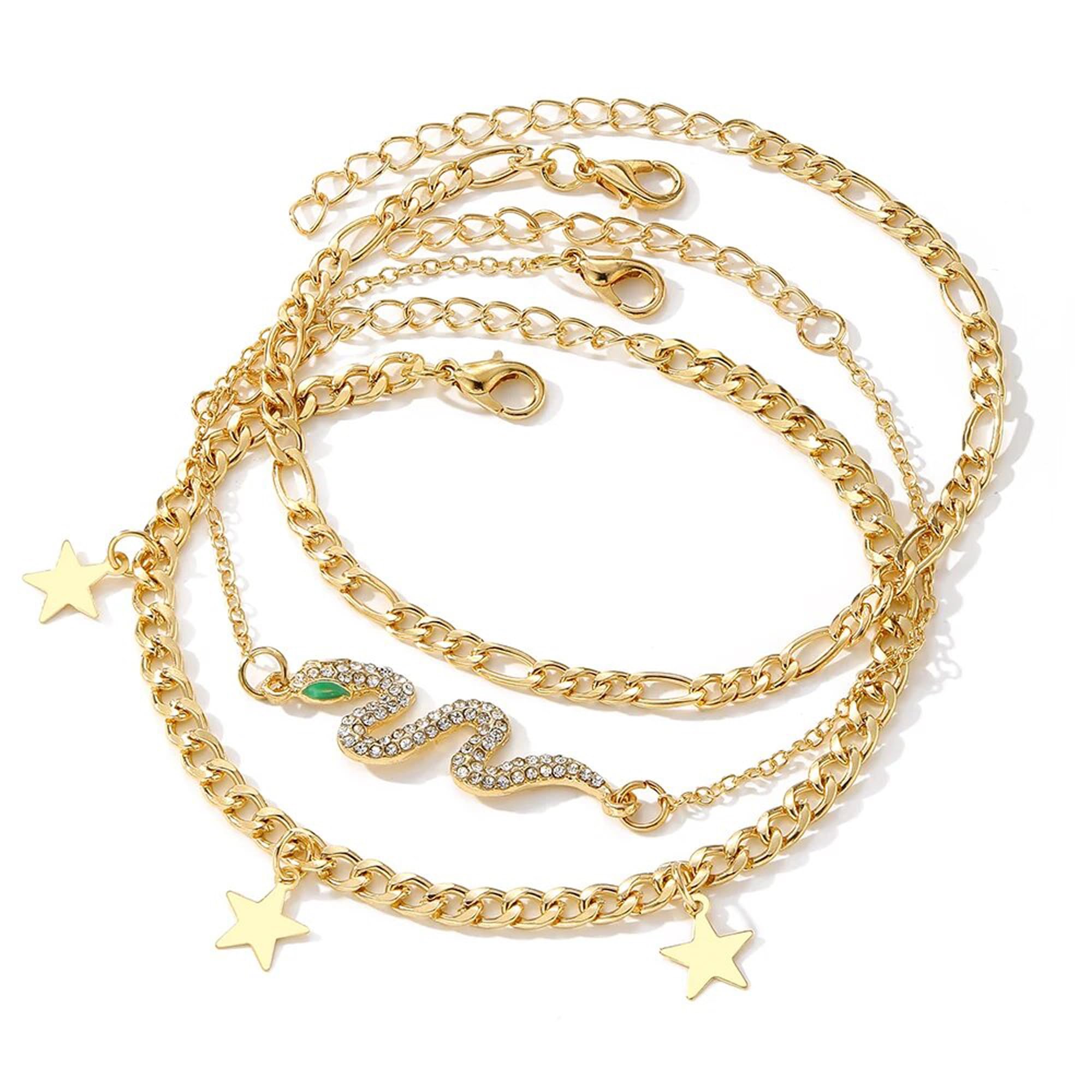 Fashion Frill Anklet For Women Gold Plated Multi Layered Snake Design Anklets For Women Girls Stylish Womens Jewellery (B0CYLZ9YV9) Amazon Price History, Amazon Price Tracker