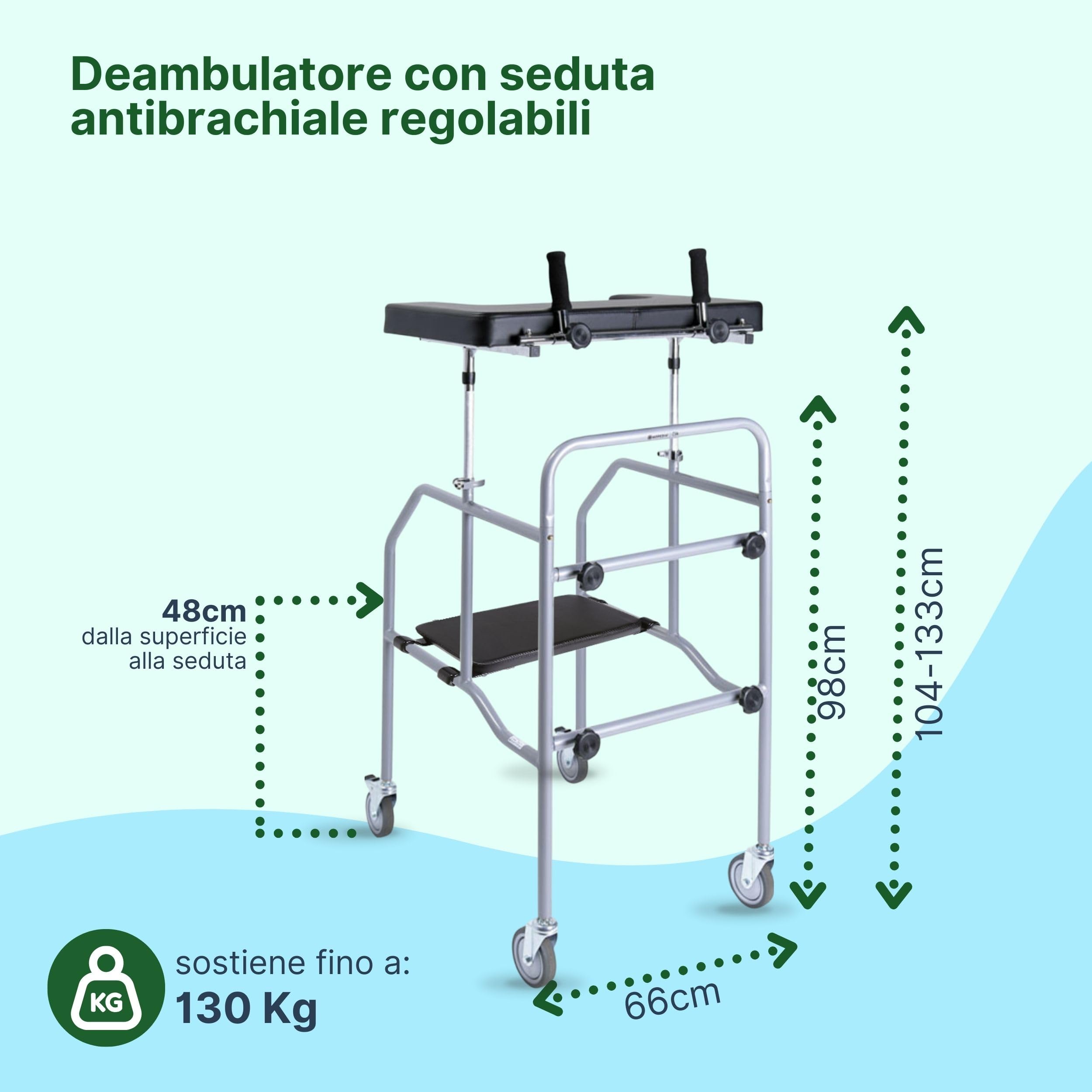 Deambulatore con Seduta con Tavolino e Maniglie Regolabili - Girello per Anziani e Disabili Smontabile da Interno o Esterno - Deambulatore per Anziani 4 Ruote