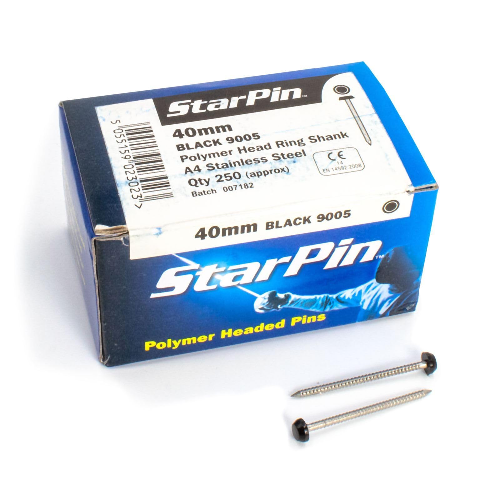 4.8mm Rapierstar StarPin Polymer Headed Pins - 40mm, Black