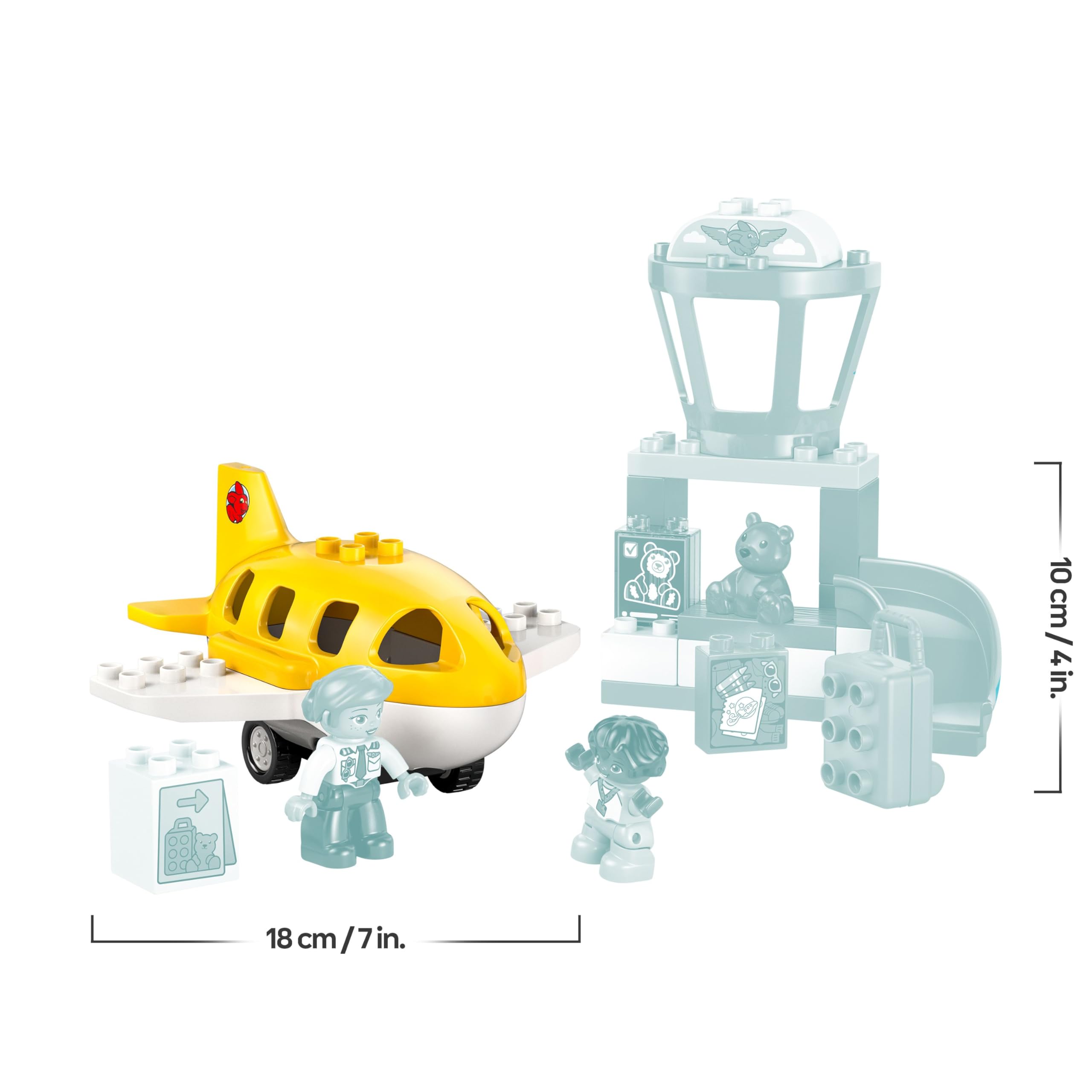 LEGO DUPLO Town Erster Besuch im Flughafen - Lernspielzeug zur Förderung der Motorik für Kleinkinder - inkl. Flugzeug, 2 Figuren & Teddybär - Geschenk für Jungen und Mädchen ab 2 Jahren - 10443