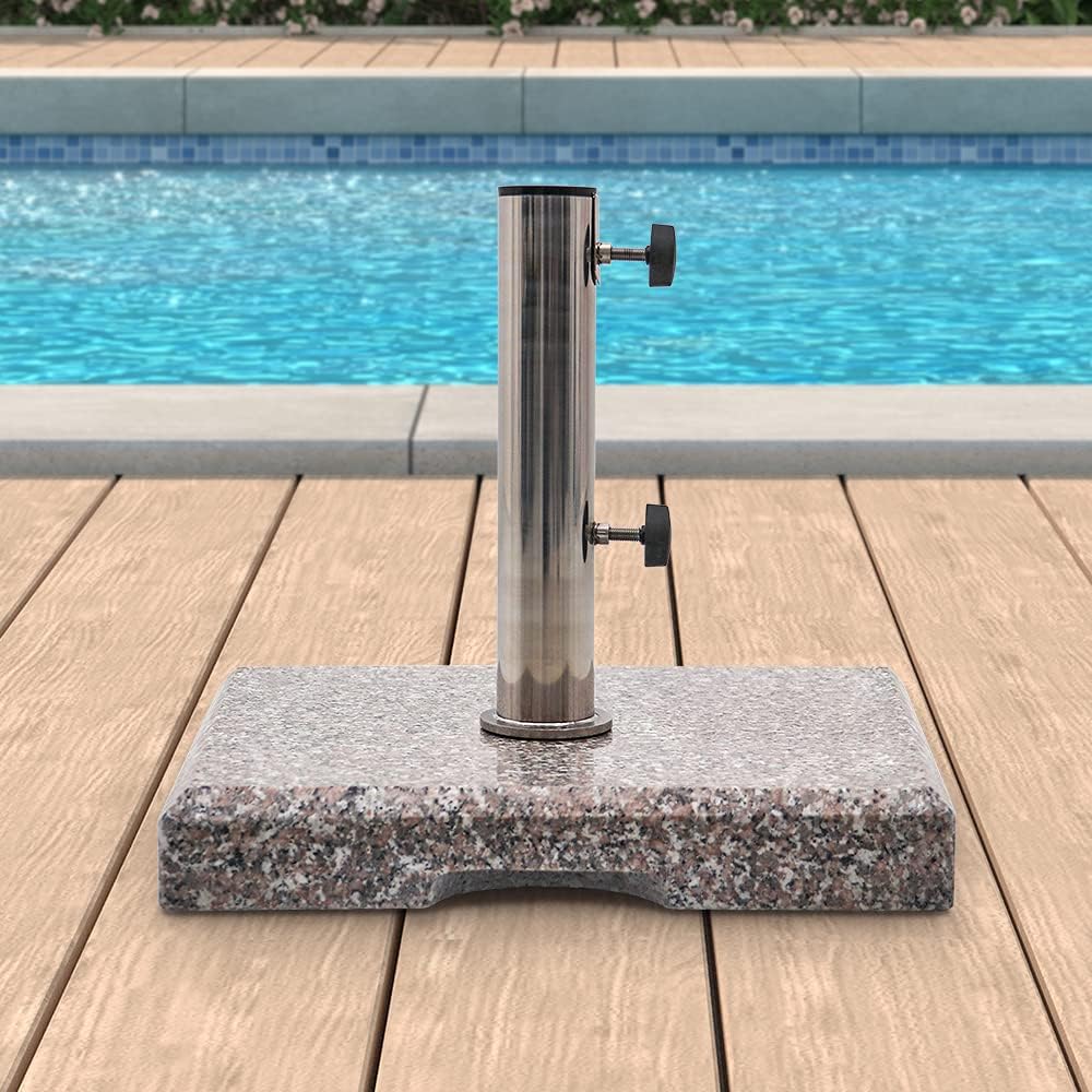 MAYPEX 42 LBS Patio Umbrella Base Granite Umbrella Base Heavy Duty Stone Free Standing Umbrella Base Outdoor Square Market Umbrella Base Fits 38mm-48mm Umbrella Pole Grey