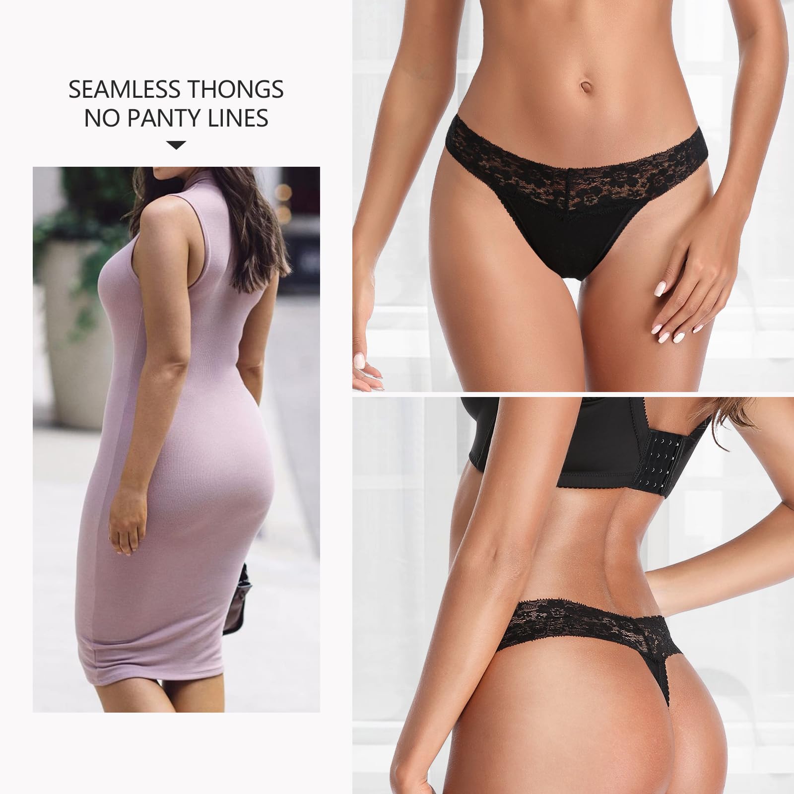 Tangas de algodón para mujer, espalda en T, transpirables, cómodas, transparentes, paquete de encaje sin costuras