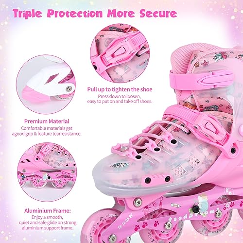 Miniatura 2 de Patines en línea, patines en línea ajustables para niños con ruedas iluminadas para niños, niñas, niños, adolescentes, principiantes y avanzados |