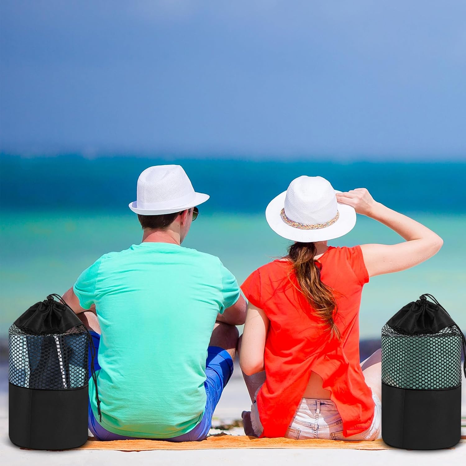 4 Pack Car Seat Towel Covers with Storage Bag 63 x 32 Inch Athletic Running Towel Seat Sweat Washable Non Slip Cover Gift for Car Outdoor Sport Activities (Landscape)