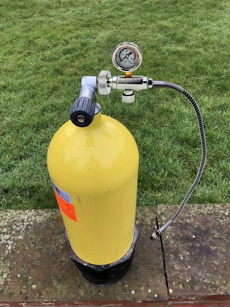 G5/8 Thread Air Rifle Fill Station PCP Charging Adaptor with 20 inch Hose for Paintball PCP SCBA Diving Cylinders 0-6000 PSI Filling Station