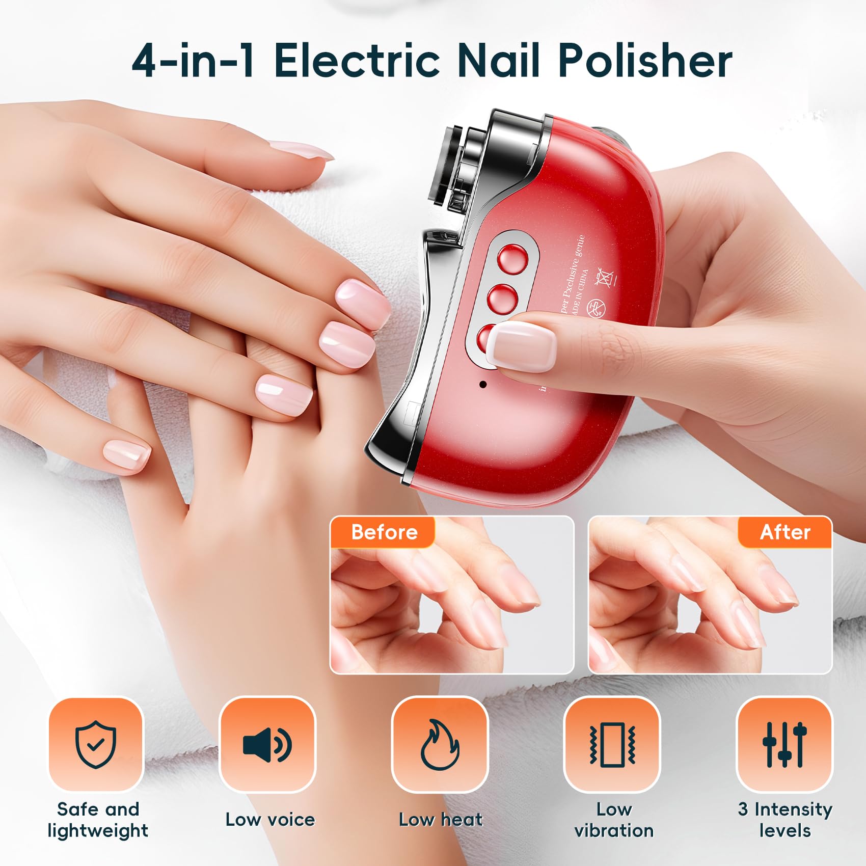 Blissleaf Electric Nail Trimmer, Safe & Easy Electric Nail File, Baby Nail Clipper & Nail Trimmer Kit for Newborn, Toddler, or Children Fingernails LED Light, Storage Case (Red)