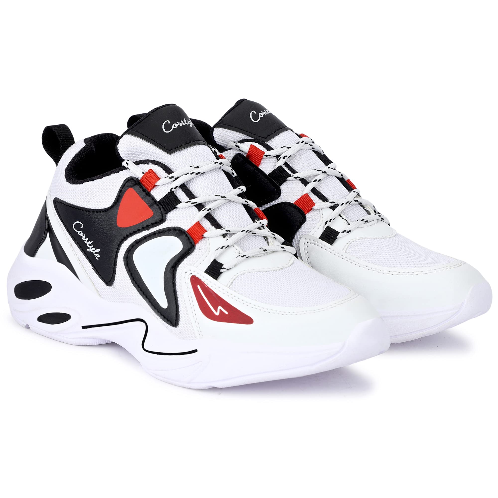 Corstyle Men Stylish Trendy Fashion Outdoor Attractive Unique Casual Light Weight Lace-up Evening Walk Running Shoe White (B09DBWLZK3) Amazon Price History, Amazon Price Tracker