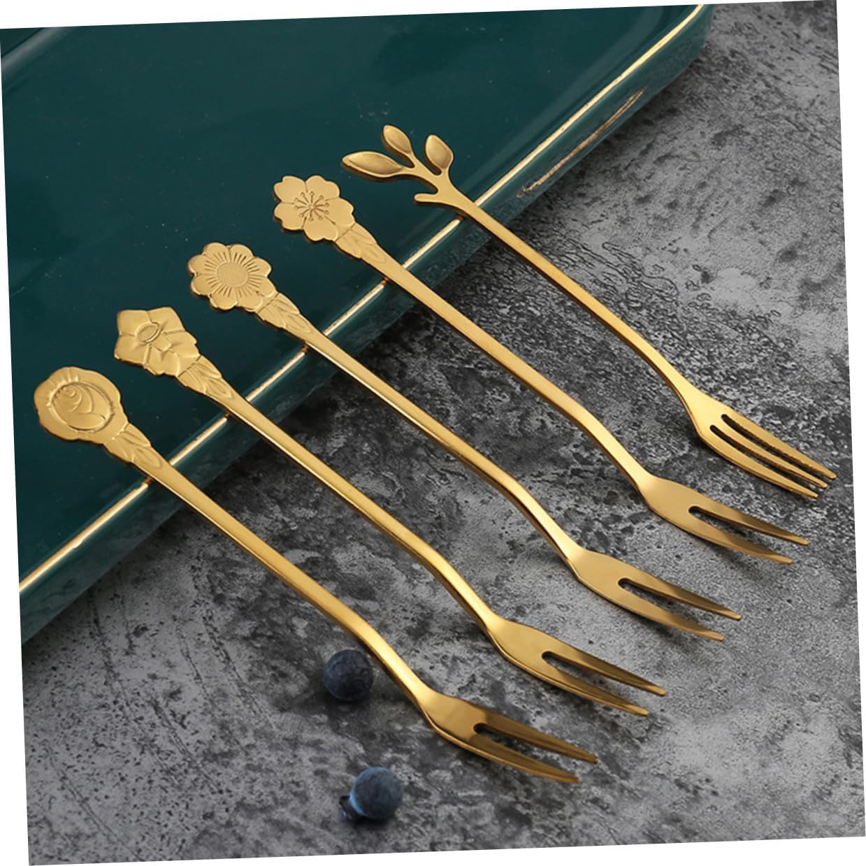 10pcs Stainless Steel Two Teeth Fruit Forks Decorative Appetizer Forks Household for Parties and Desserts
