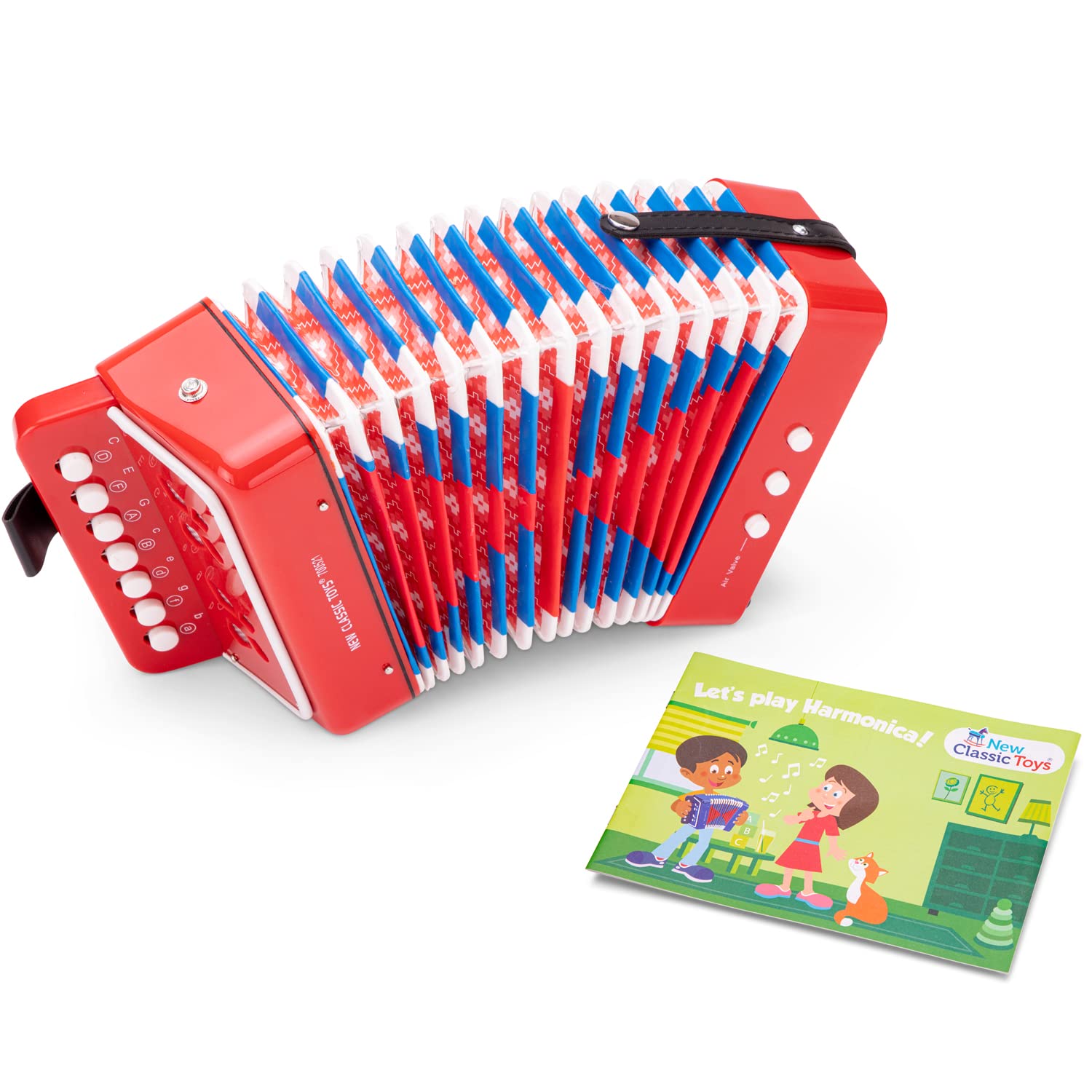 New Classic Toys 10055-NEW - Fisarmonica per strumenti musicali con libro musicale