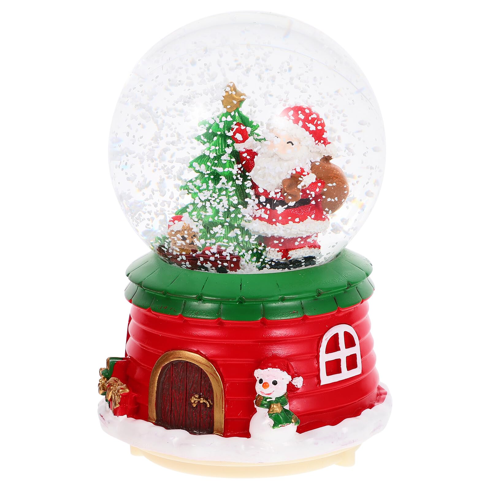 Cajas de música de bola de cristal navideña con escena invernal y adorno de luz