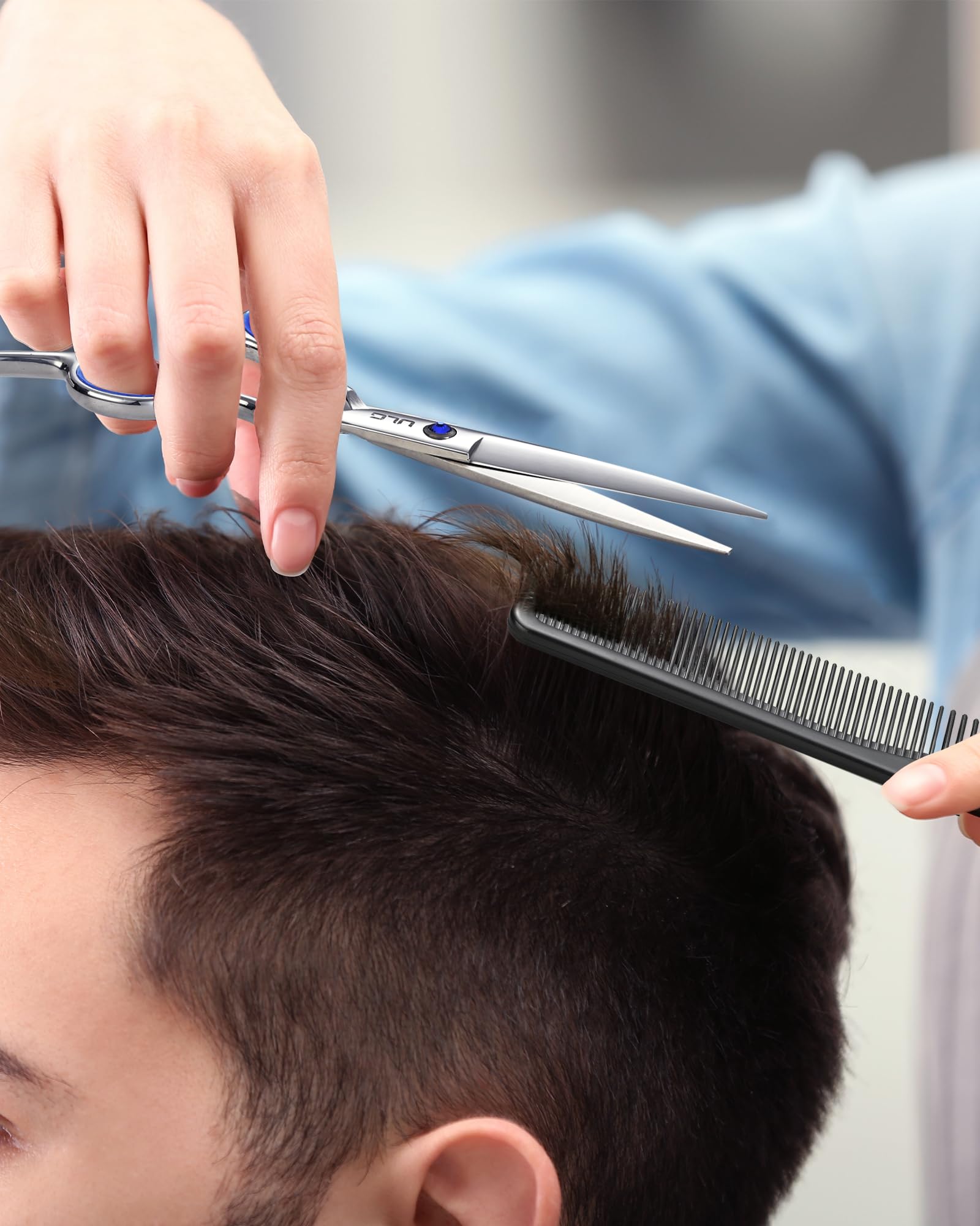 ULG - Set de ciseaux de coiffure : ciseaux de coupe et ciseaux d'effilage.