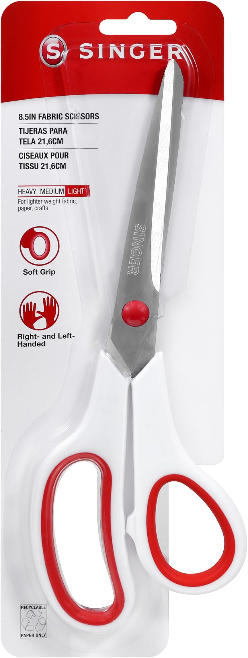 Fabric Scissors with Comfort Grip, 1-pack, Red & White