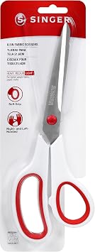 SINGER Fabric Scissors with Comfort Grip, 1-pack, Red & White