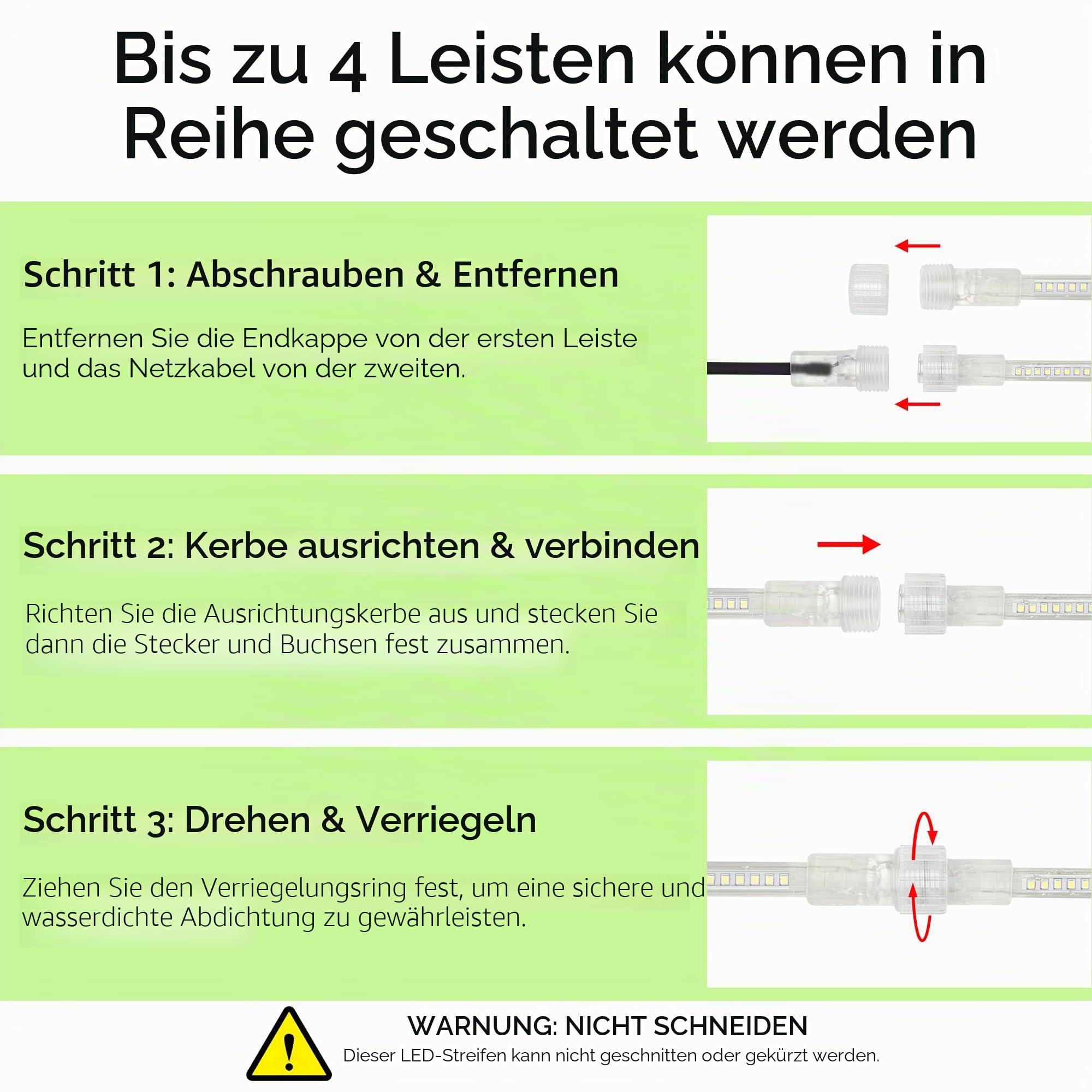 auralab AC LED Kabeltrommel 25m, 25.000 Lumen Superhell 4000K, IP65 Temporäre LED Streifen Baustellenbeleuchtung, Koppelbar bis zu 100m, LED Streifen mit Trommel mit 10 S-Haken & 10 Riemen