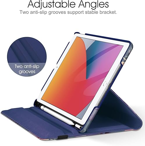 Vista 198 de Fintie - Funda giratoria para iPad de 9ª generación / 8ª generación / 7ª generación, de 10.2 pulgadas, funda giratoria en 360 grados, funda Azul