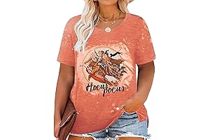 Plus Size Halloween Hocus Pocus Shirt Women Funny Graphic Print Fall Short Sleeve Tee Tops