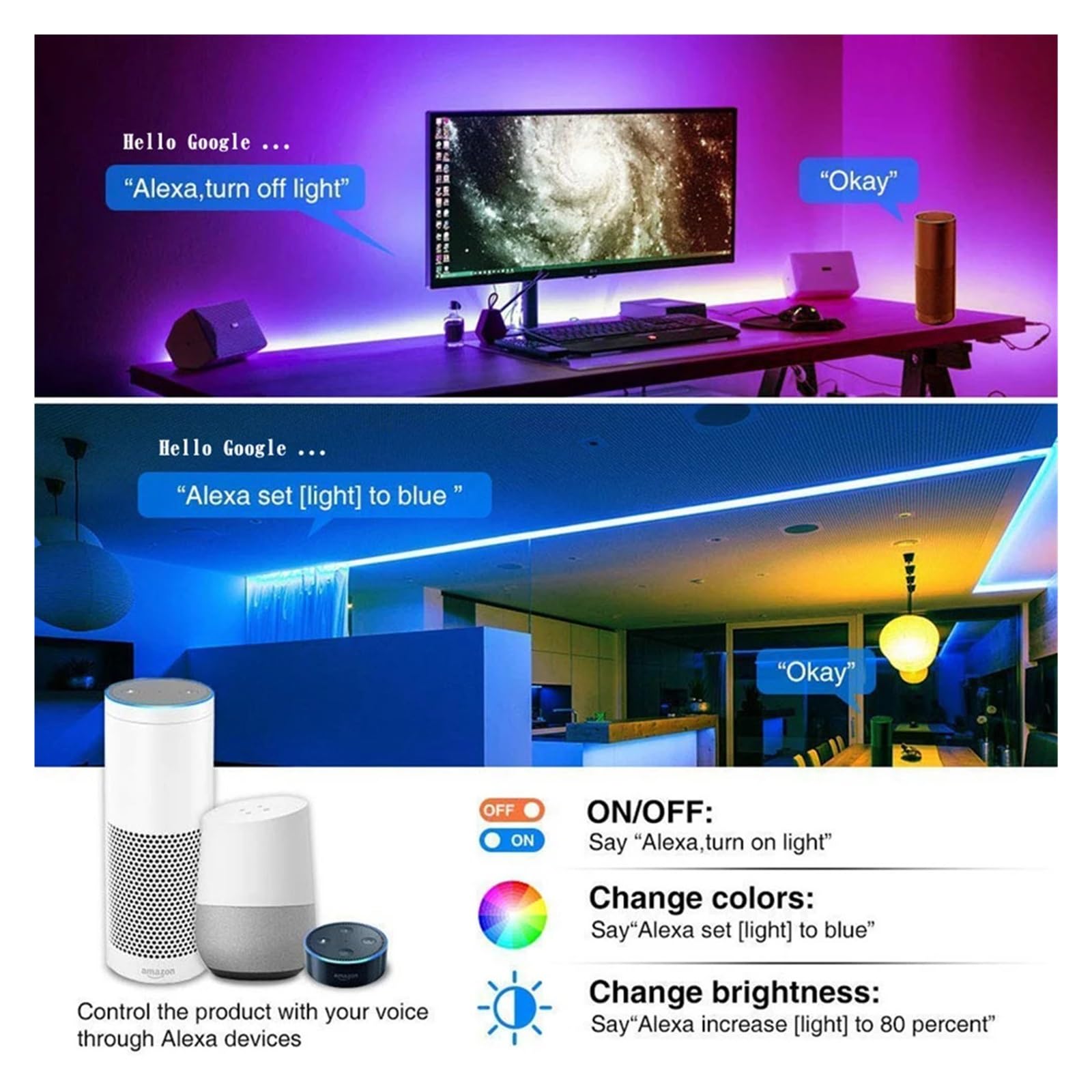 Controlador LED RGB WiFi inteligente con control remoto de aplicación de teléfono inteligente por voz IR RF de 44 teclas y 24 teclas, adecuado for tiras de luz LED DC5V-24V 5050 RGB (Color : WiFi RGB