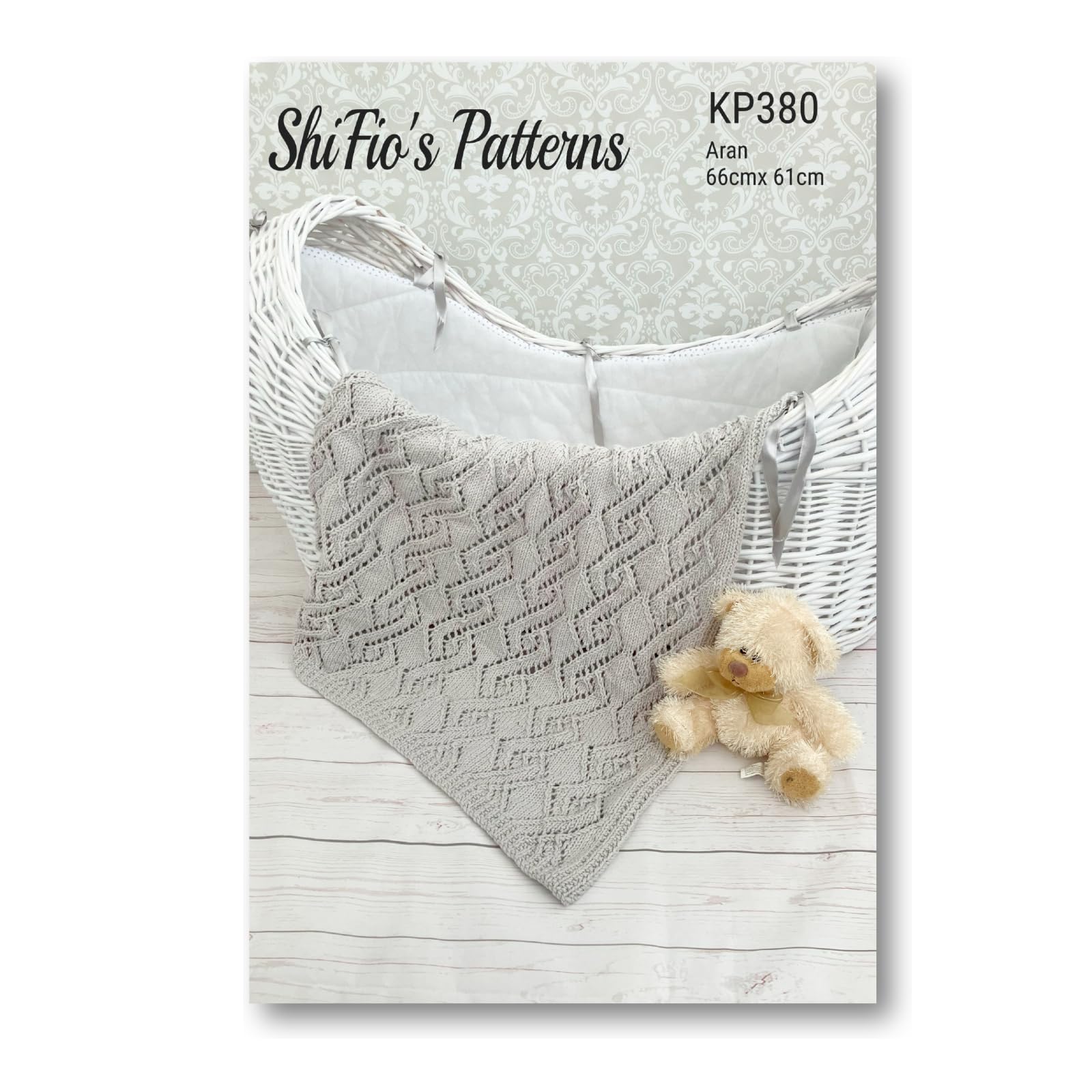Paper Knitting Pattern for Babies Blanket, Afghan, Aran Yarn, Instructions, Booklet, Book, Craft, 66cm x 61cm, KP380
