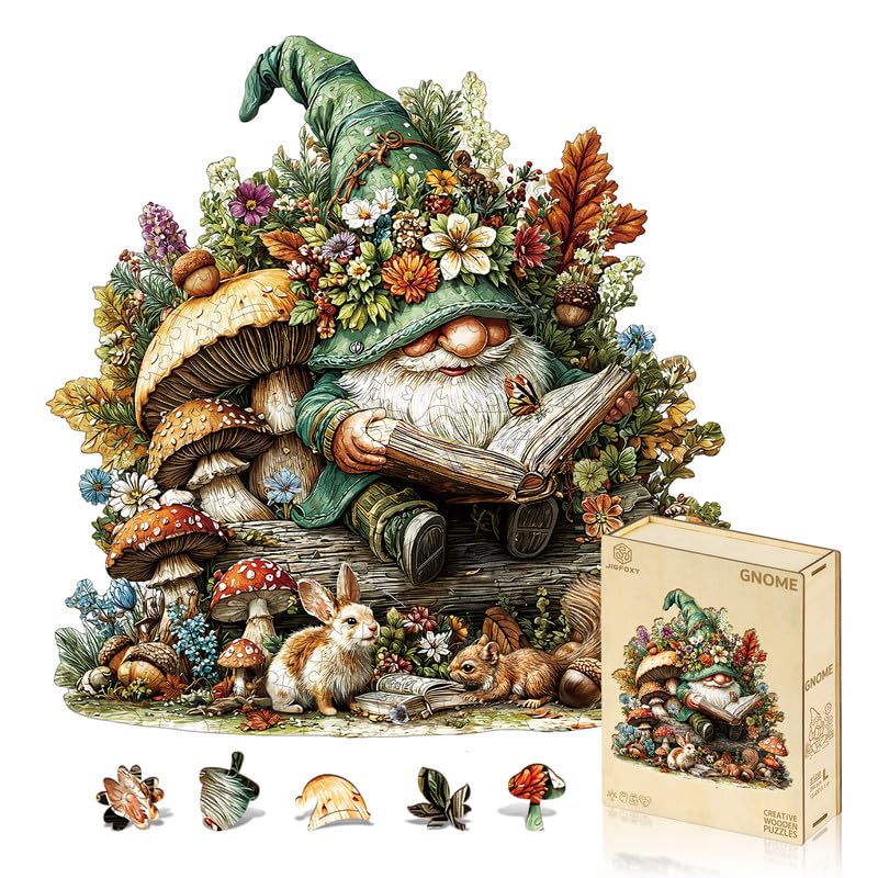 Jigfoxy Wooden Puzzles for Adults Gnome Jigsaw Puzzle