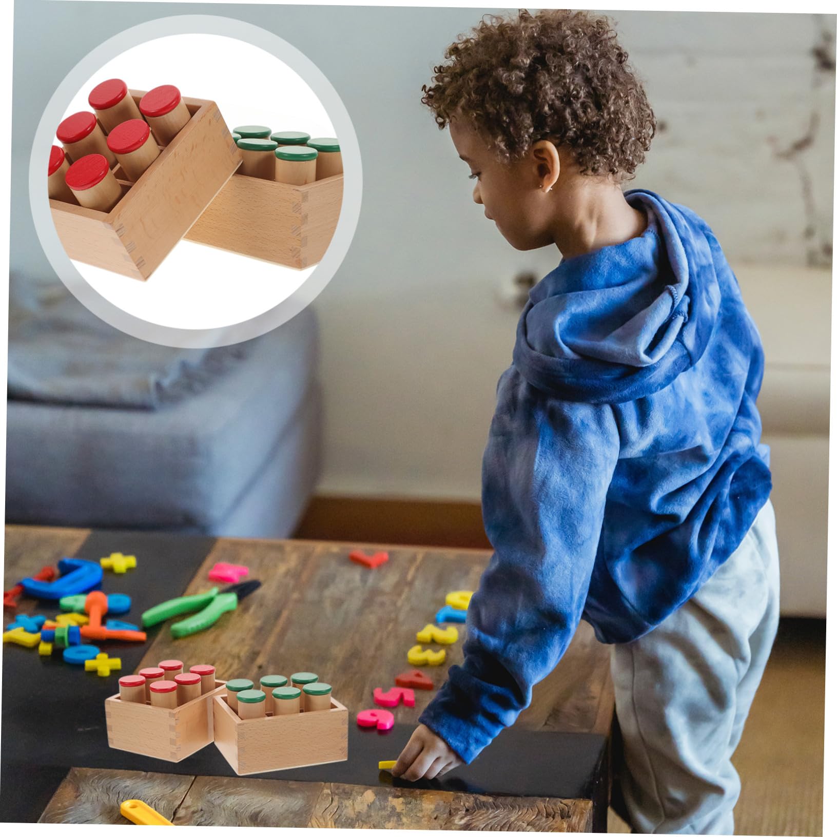 Giocattolo Sensoriale Uditivo a Cilindri in Legno per Bambini