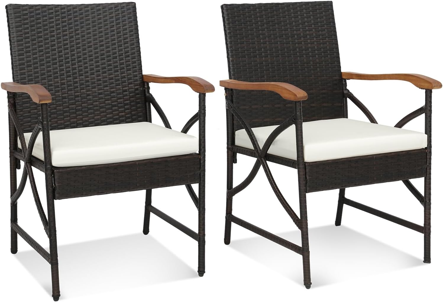 Amazon.com: Tangkula Patio Wicker Chairs Set of 4, All Weather Heavy ...
