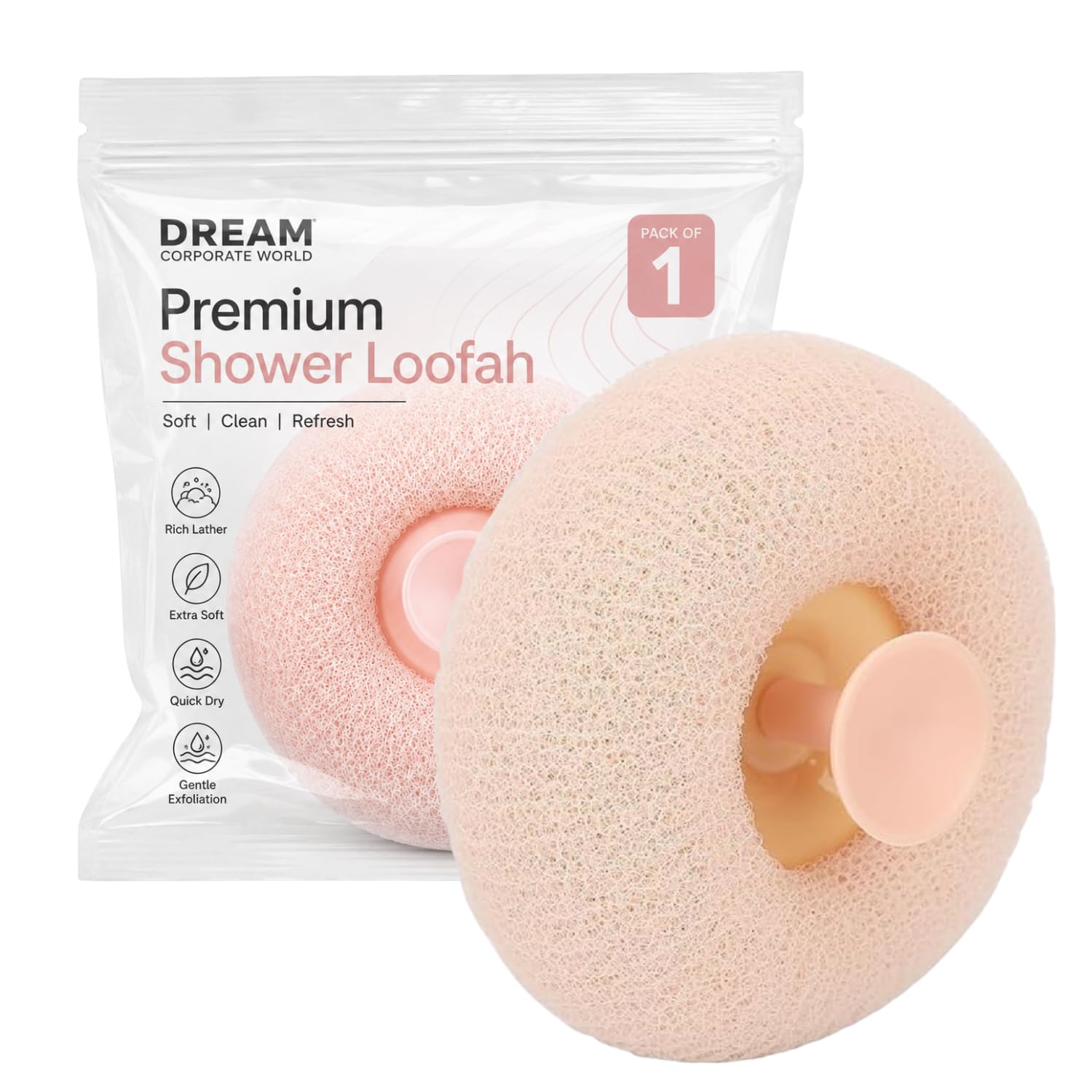 Bath Sponge with Suction Cup for Shower, Soft Exfoliating Body Scrubber, Quick Dry Loofah Sponge for Men Women, Gentle Skin Cleansing Bath Accessories (1 Piece)-image-14